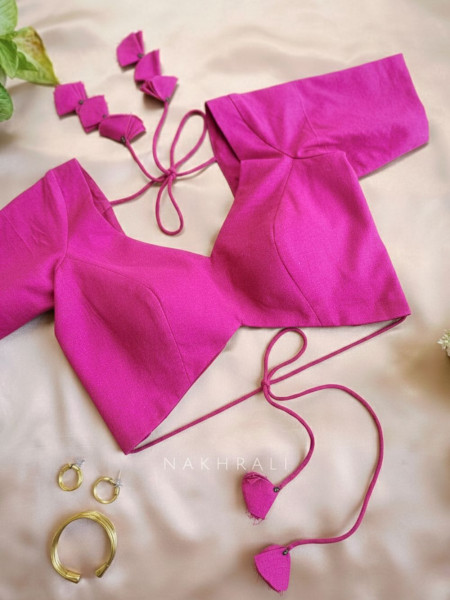 Malika Solid Magenta Cotton Silk Blouse
