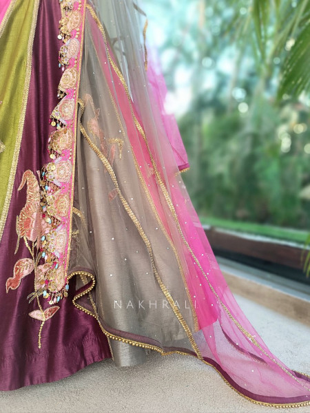 Sargam Multi-Paneled Peacock Feather Lehenga