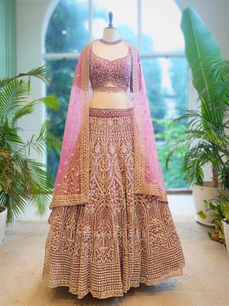 Elysia Magenta Bridal Lehenga with Heavy Zari Embroidery