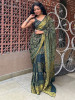 Earthbound Green Dola Silk Ajrakh Printed Saree