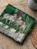 Vraj Ras Green Banarasi Tissue Silk Saree – Hand Embroidery &amp; Zari Border