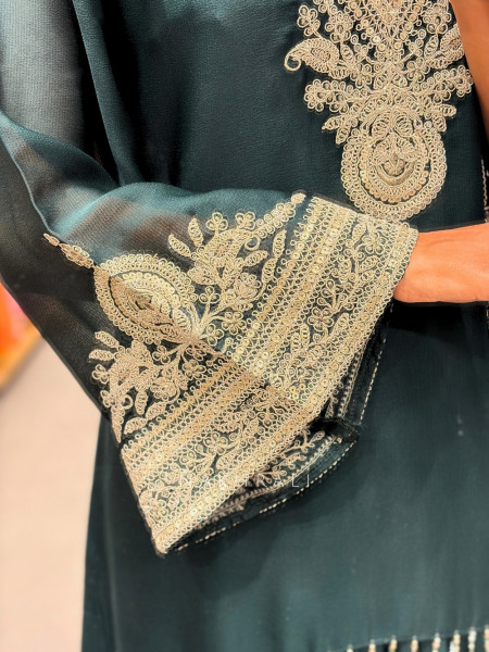 Mehtab Green Silver-Yoke Kurta Skirt Set