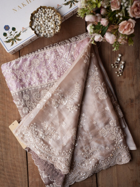 Lilac Reverie Light Purple Organza Silk Saree