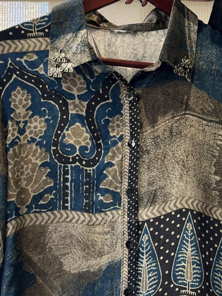 Aria Blue Printed Summer Shirt