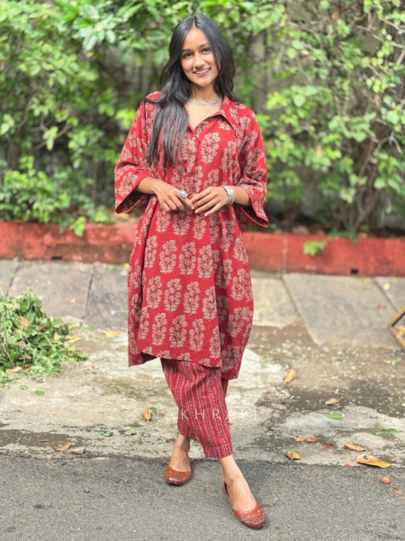 Firgun Block Printed Oversized Cotton Coord Set