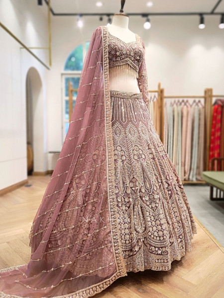 Palmeera Lavender Net Lehenga with Sequin and Cut Dana Work