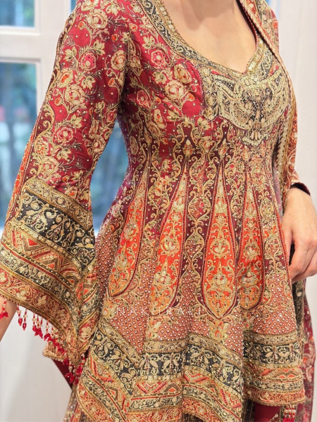 Rangili Maroon Palazzo Short Kurti Suit Set with Sequin Work