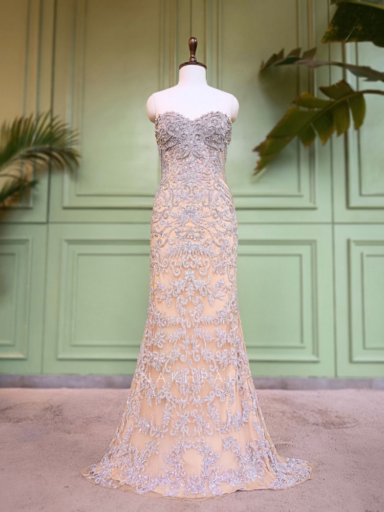 Image of Lucienne Golden Soft Net Gown