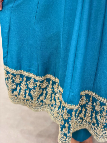 Ruhani Rama Green Anarkali Suit Set with Floral Dupatta