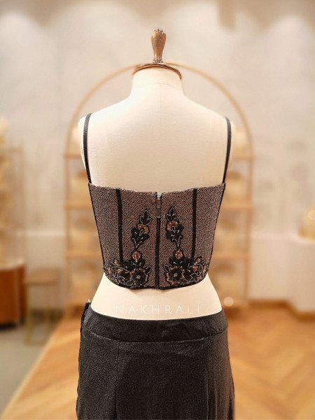 Vireya Black Corset Drape Saree Set