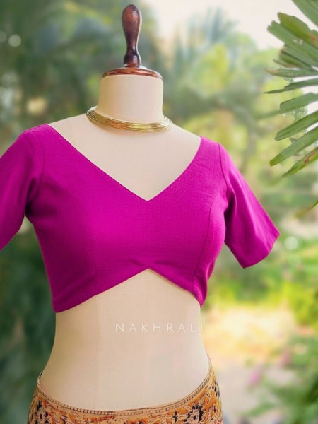 Malika Solid Magenta Cotton Silk Blouse