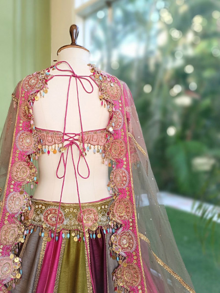 Sargam Multi-Paneled Peacock Feather Lehenga