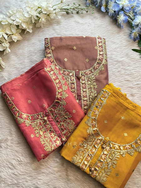 Zeenat Charm Mauve  Dress Material Set with Embroidered Detailing
