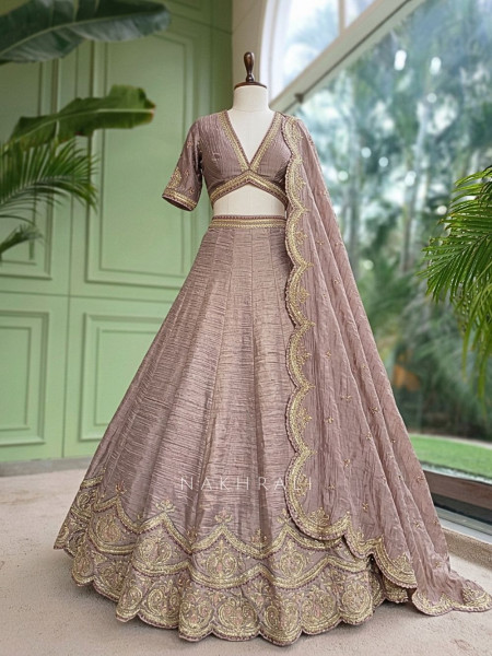 Mehrab-Noor Lavender Tussar Lehenga