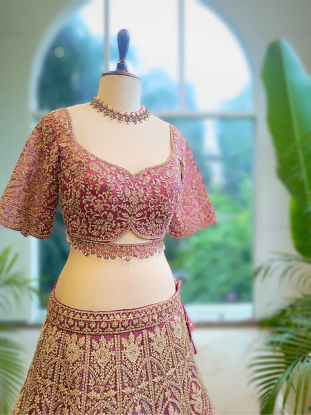 Elysia Magenta Bridal Lehenga with Heavy Zari Embroidery