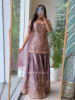 Noor-e-Aura Scalloped Droplet Fusion Purple Plazo Set