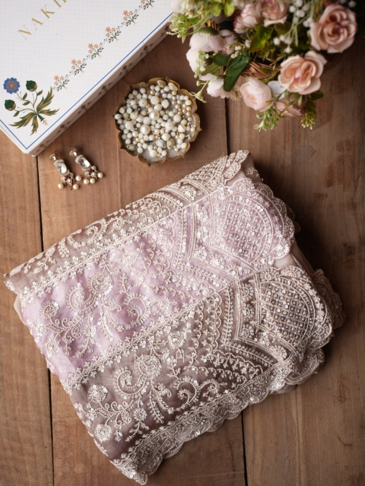 Image of Lilac Reverie Light Purple Organza Silk Saree