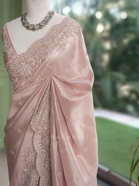 Blush Monolith Onion Pink Georgette & Satin-Shimmer Silk Saree