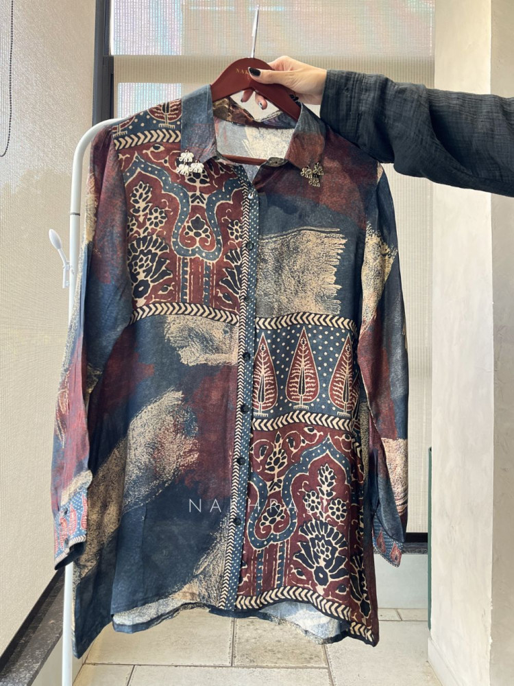 Image of Aria Maroon Printed Summer Shirt