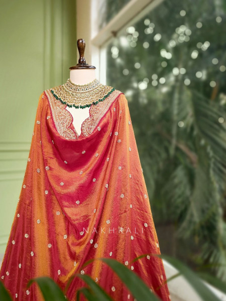 Vamika Rust Bridal Lehenga with Zari & Sequin Work