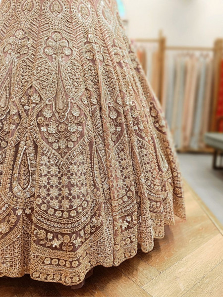 Palmeera Lavender Net Lehenga with Sequin and Cut Dana Work