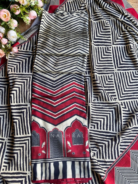 Ojasvi Maroon Cotton Silk Designer Dress Material