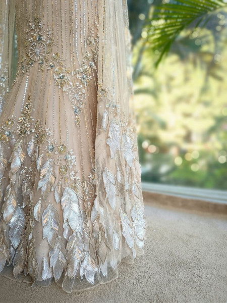 Elsa Nude Indo-Western Mermaid Lehenga with Sequin & Cut Dana Work