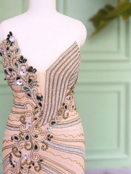 Cressida Golden Soft Net Gown