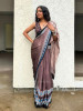 Dhani Brown Modal Silk Saree With Ajrakh Print