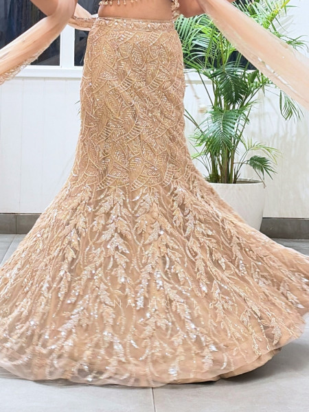 Fishtail Cream Indo-Western Lehenga Set