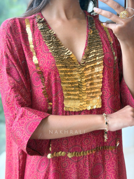 Berry Magenta Rayon Crepe Kurta Palazzo Set