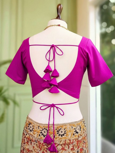 Malika Solid Magenta Cotton Silk Blouse