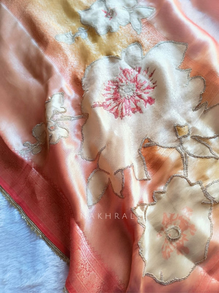 Prisha Peach Dual-Tone Zari Suit Fabric