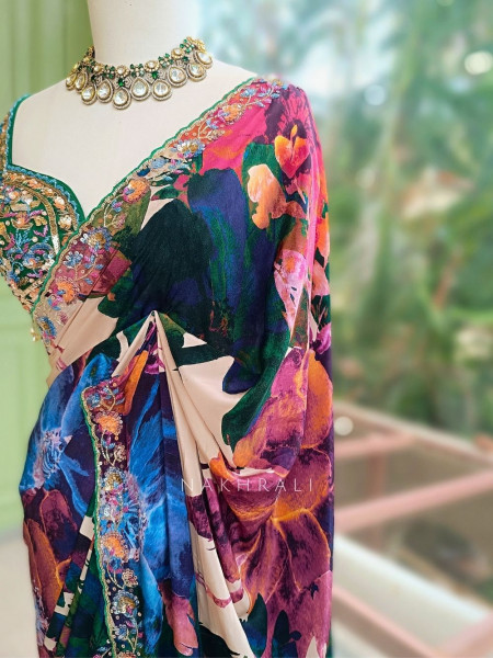 Picasso Multicolor Floral Saree with Sequin Work