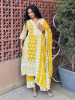 Mireya Mustard Cotton Suit Set with Lucknowi Embroidery