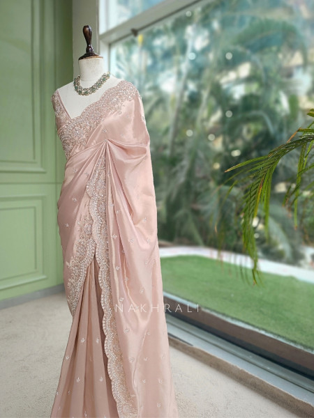 Blush Monolith Onion Pink Georgette & Satin-Shimmer Silk Saree