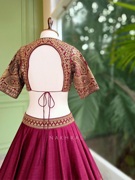 Raudra Maroon Bridal Lehenga with Heavy Zari & Sequin Work