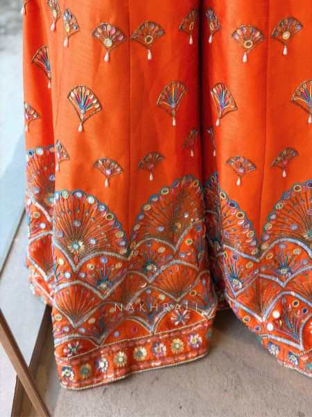 Sunlit Empress  Orange Silk Blend Indo-Western Jumpsuit