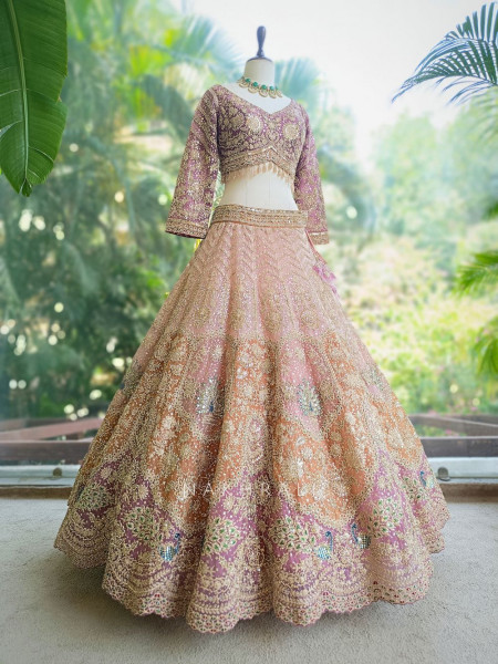 Rivara Baby Pink Lehenga Set with Heavy Zari Sequin Work