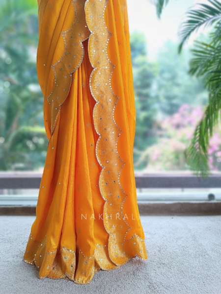 Peet-Ambar Mustard Georgette Saree