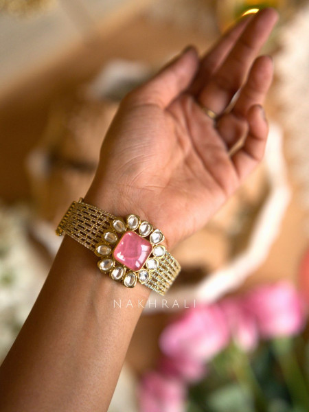 Aurelle Pink Statement Kundan Bangle