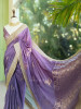 Tavira Lavender Saree with Broad Border and Unstitched Blouse Piece