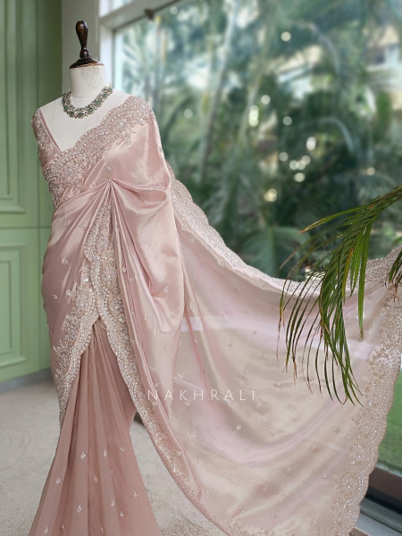Blush Monolith Onion Pink Georgette & Satin-Shimmer Silk Saree