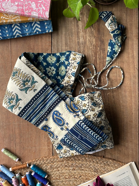 Sutr-rang Cream Blouse Mixed Print Detail