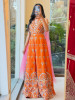 Sunlit Empress  Orange Silk Blend Indo-Western Jumpsuit