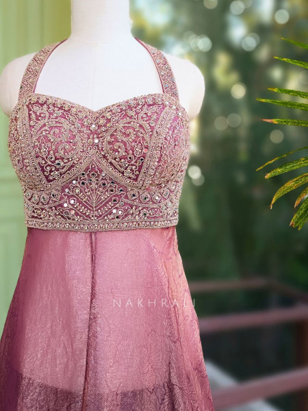 Ritvaya Pink Indo Western Palazzo Set with Embroidery Work