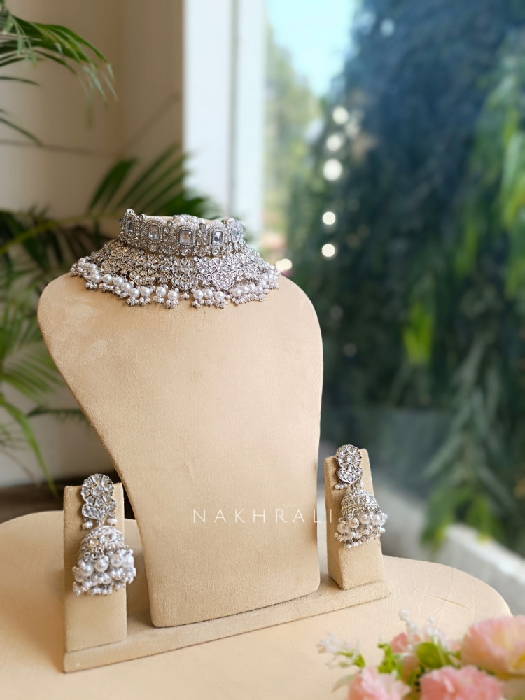 Image of Ivory Gleam Silver Pearl Choker Set