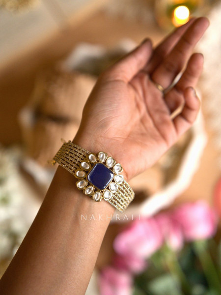 Aurelle Blue Statement Kundan Bangle
