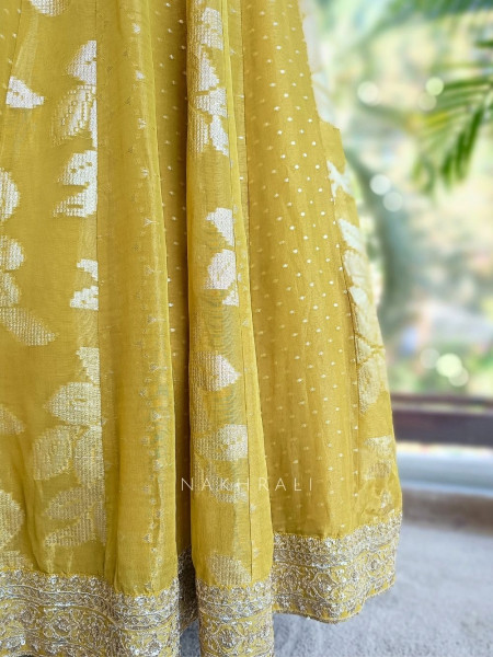 Noorza Mustard Zari Anarkali Set