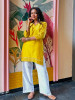 Rainbow Yellow Short Kurti Minimal Border Detail